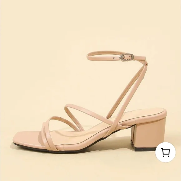 Cream Strappy Block Heel Sandals, Size 8 - Picture 3 of 14